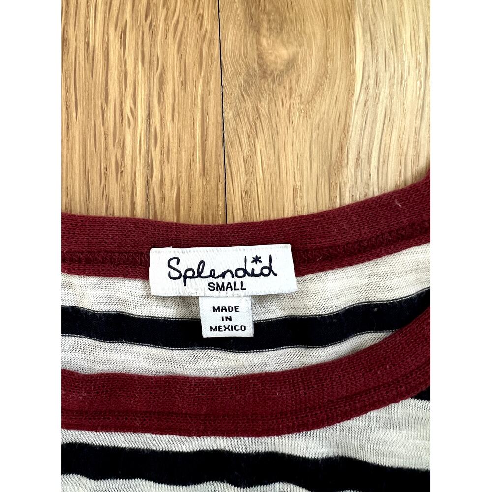 Splendid White/Navy Stripe Crewneck Boxy Cropped Lightweight T-shirt (size S) - Picture 3 of 5
